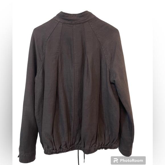 Free People Linen Blend Bomber Utility Jacket Washed Black M - Picture 4 of 16